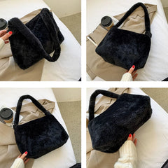 Plush Shoulder Bag Large Capacity Underarm Handbag for Women
