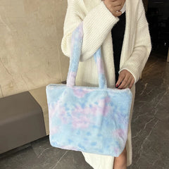 Large Capacity Plush Shoulder Bag for Women Purses