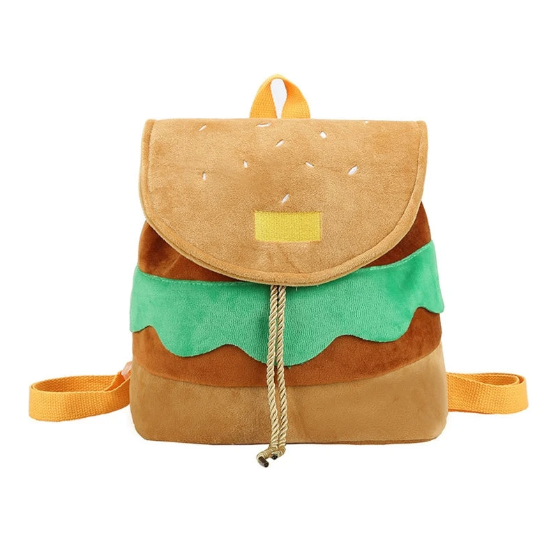 Plush Hamburger Backpack Large Capacity Ins