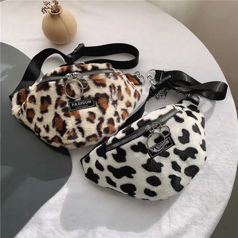 Plush Waist Bag Zipper Chest Bag Travel Girl Waist Belt Bags Banana