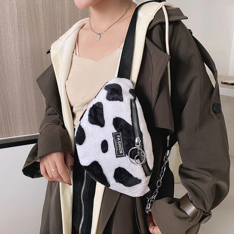 Plush Waist Bag Zipper Chest Bag Travel Girl Waist Belt Bags Banana
