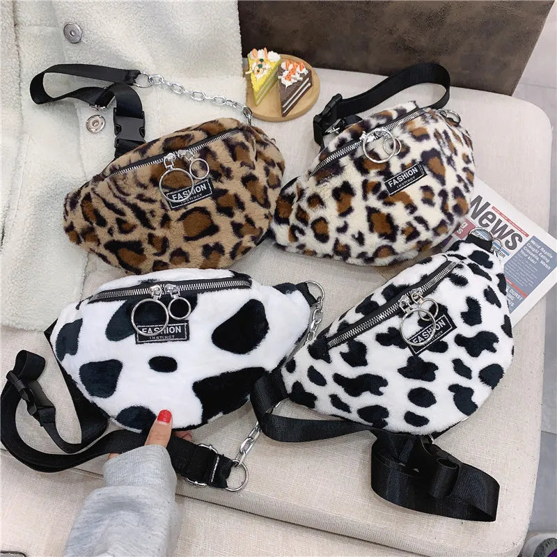 Plush Waist Bag Zipper Chest Bag Travel Girl Waist Belt Bags Banana