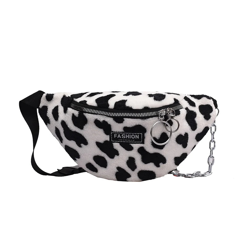 Plush Waist Bag Zipper Chest Bag Travel Girl Waist Belt Bags Banana