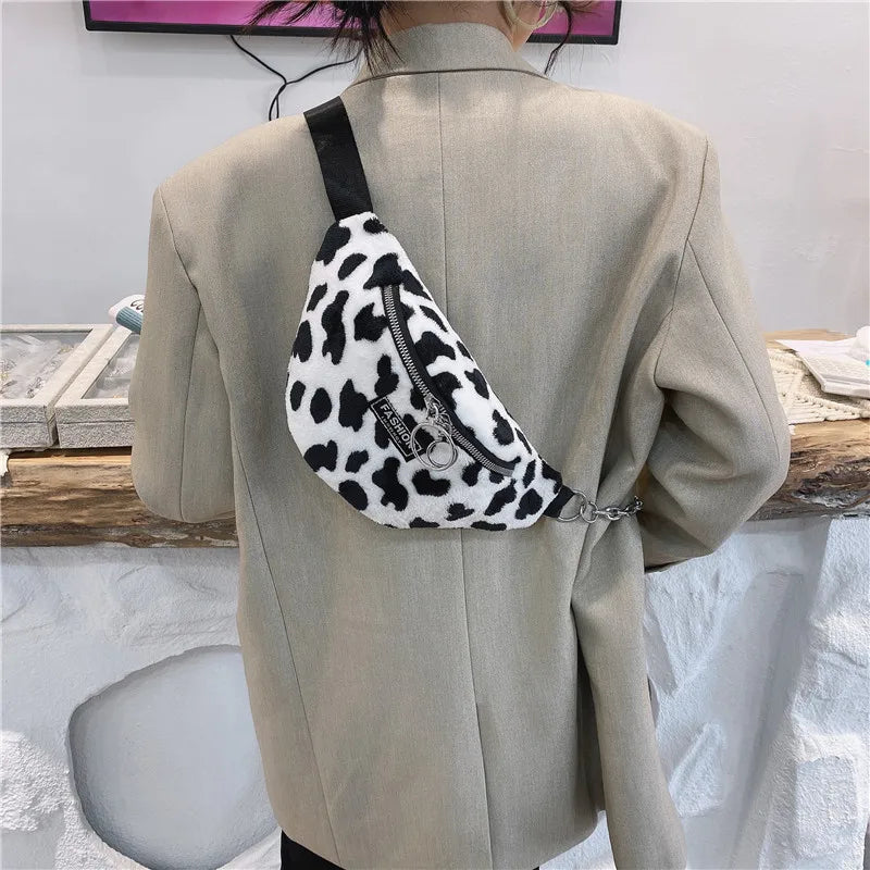 Plush Waist Bag Zipper Chest Bag Travel Girl Waist Belt Bags Banana