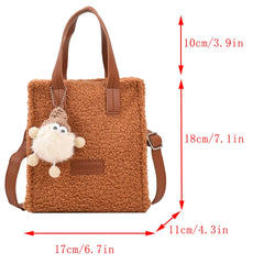 Faux Fur Crossbody Bag with Pendant for Winter
