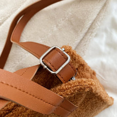 Faux Fur Crossbody Bag with Pendant for Winter