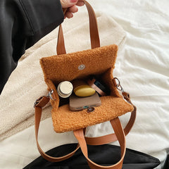 Faux Fur Crossbody Bag with Pendant for Winter