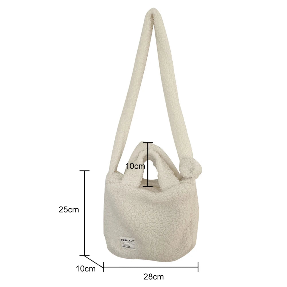 Plush Women Messenger Bag Milky Shoulder Bag Ladies Casual Tote Handbag