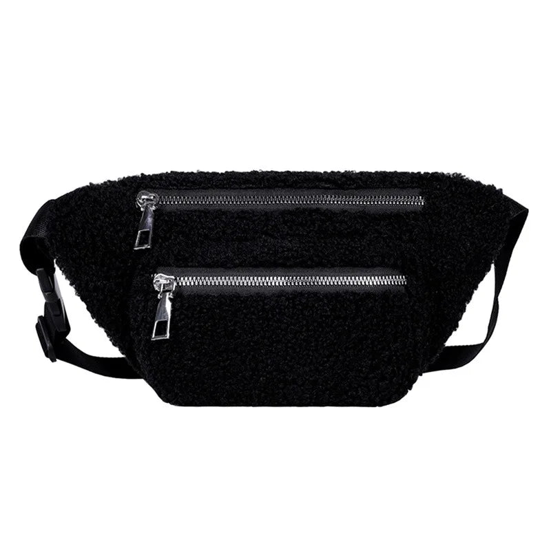 Plush Waist Bag Solid Belt Bags for Women
