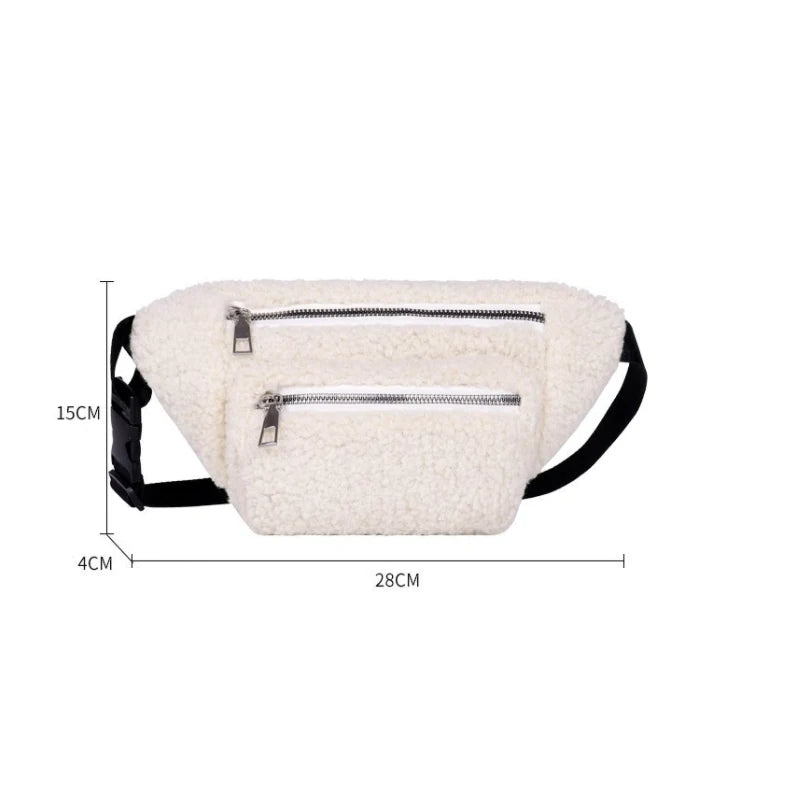 Plush Women's Waist Bag Solid Belt Bag