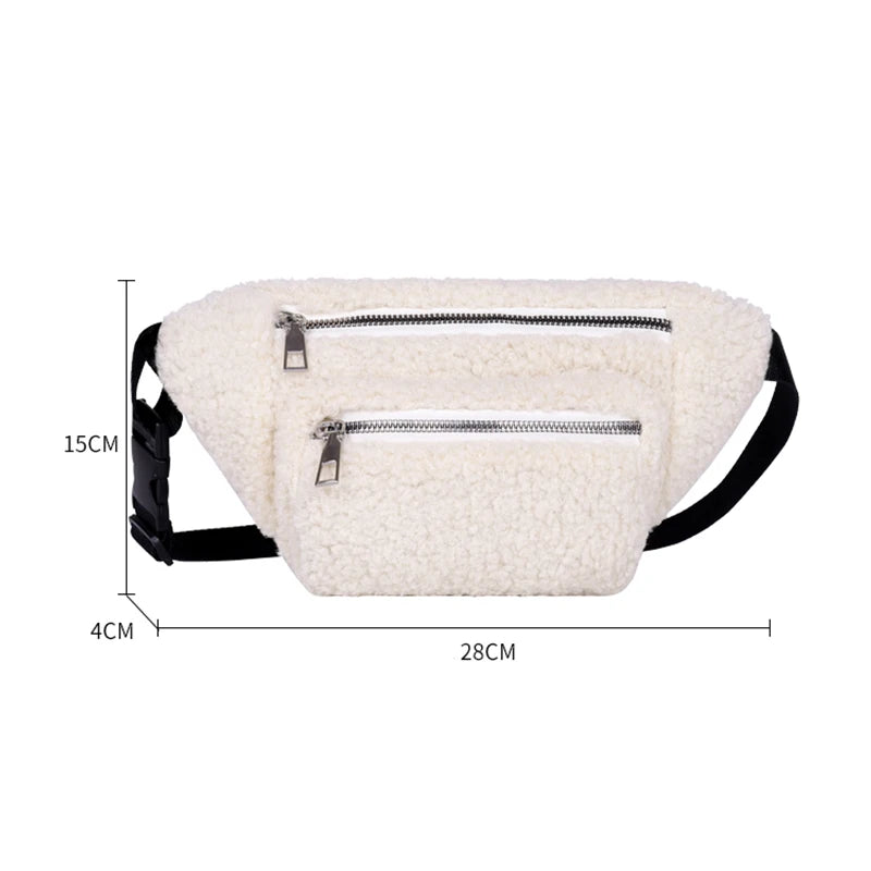 Plush Women's Waist Bag Solid Belt Bags Shoulder Crossbody Chest Bag
