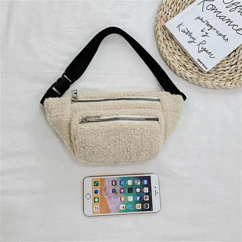 Plush Waist Bag Solid Belt Bags for Women