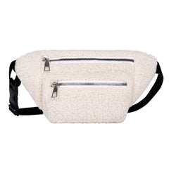 Plush Women's Waist Bag Solid Belt Bags Shoulder Crossbody Chest Bag