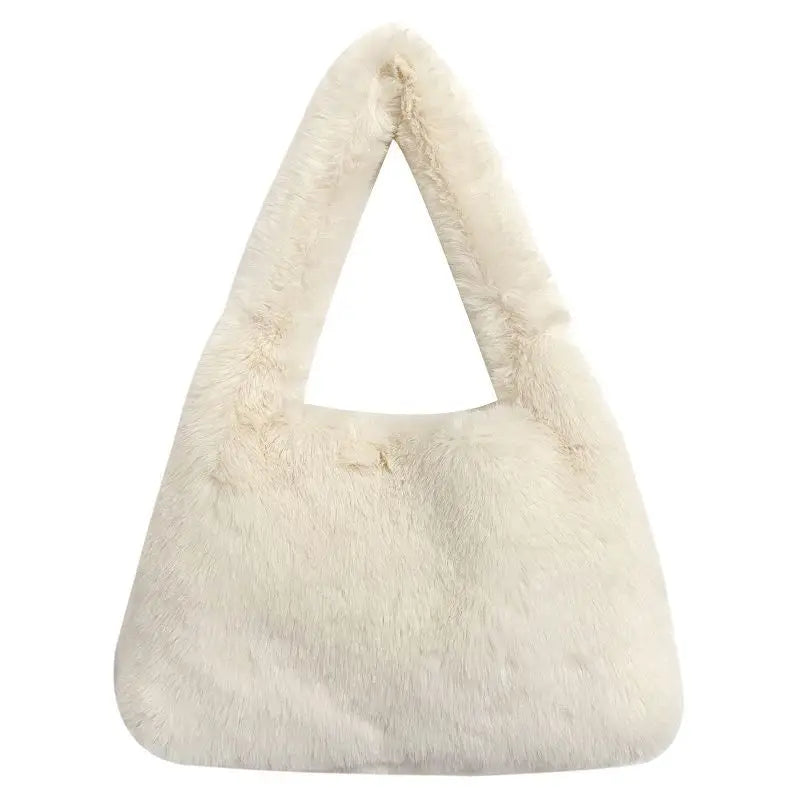 Retro Plush Bucket Bag Women's Handbag Casual Shoulder Bag