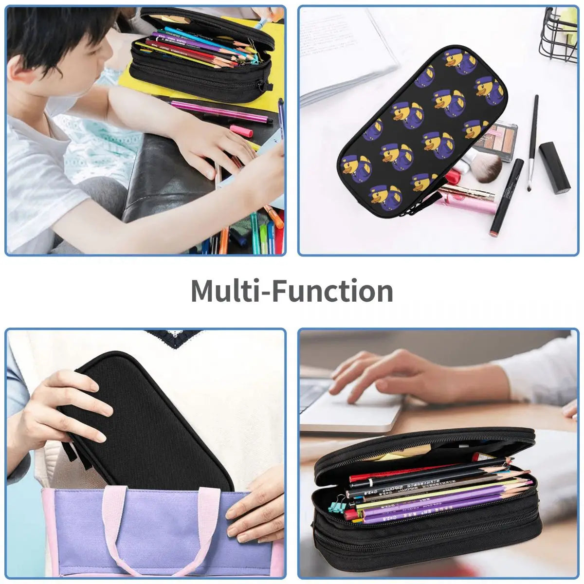Policeman Rubber Duckie Pen Box Student School Anime Zipper Pen Bag