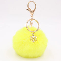 Snowflake Pom Pom Keychain Fluffy Plush Ball Women Girls Bag Accessory Holiday