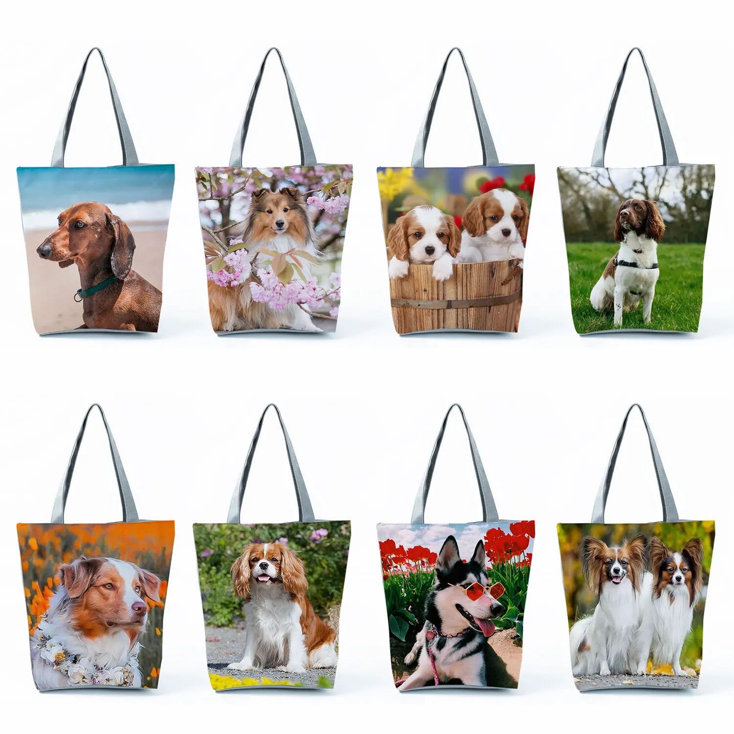 Pom/Chi Dog Handbags Animal Print Shoulder Bag Tote For Women