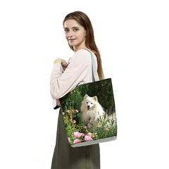 Pom/Chi Dog Handbags Animal Print Shoulder Bag Tote For Women