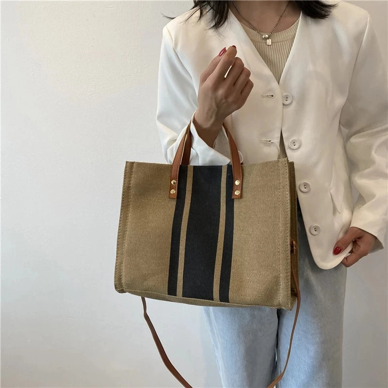 Large Women Canvas Handbag Travel Tote Shopper Shoulder Bag