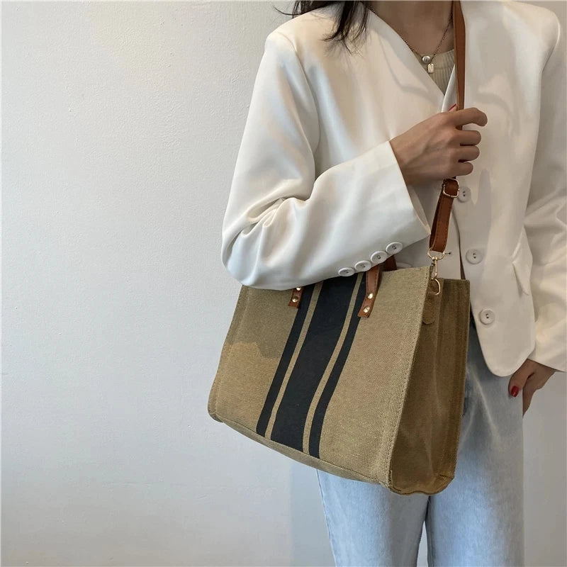 Large Women Canvas Handbag Travel Tote Shopper Shoulder Bag
