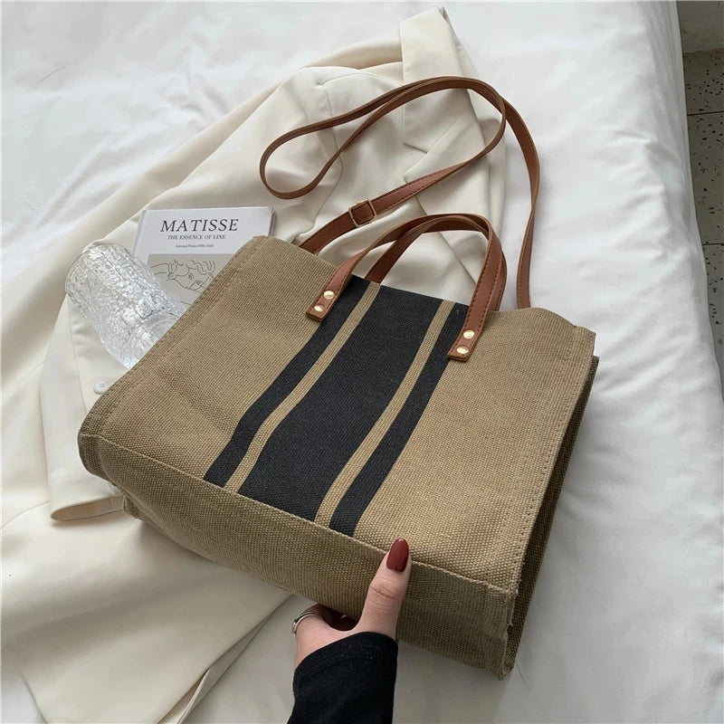 Large Women Canvas Handbag Travel Tote Shopper Shoulder Bag