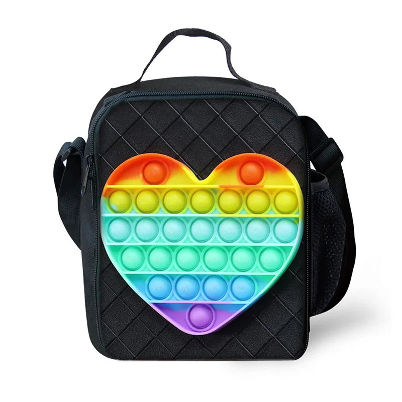 Colorful Push Bubble 3D Printed Picnic Lunch Box Tote Bag