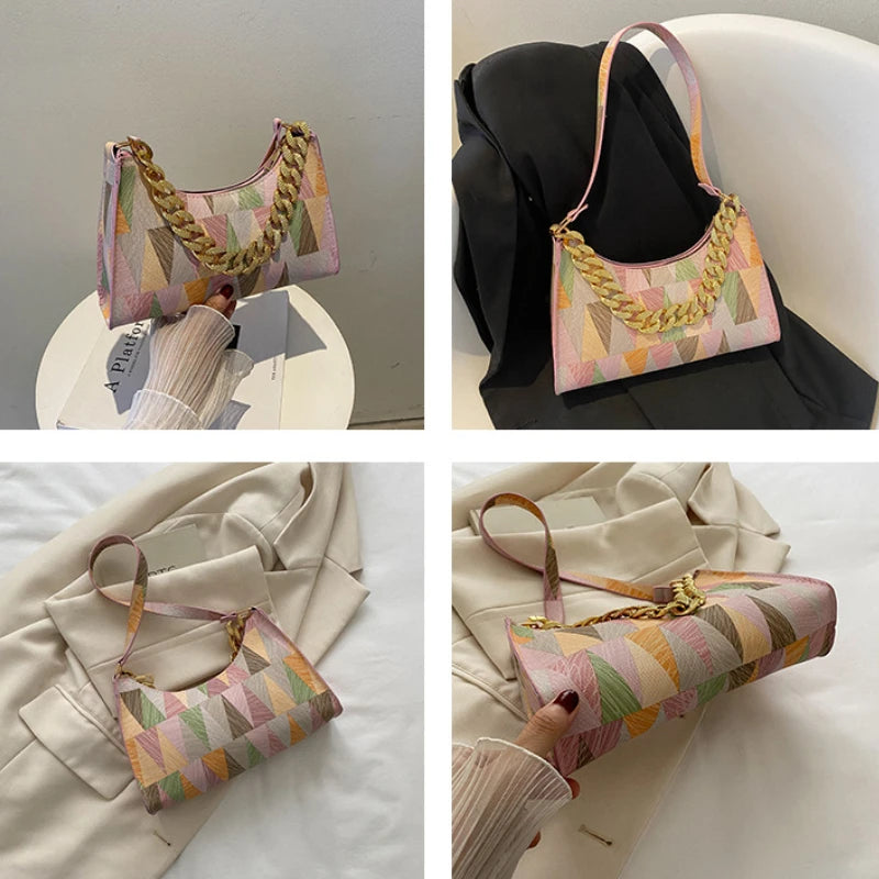 Plaid Shoulder Bags PU Leather Handbags