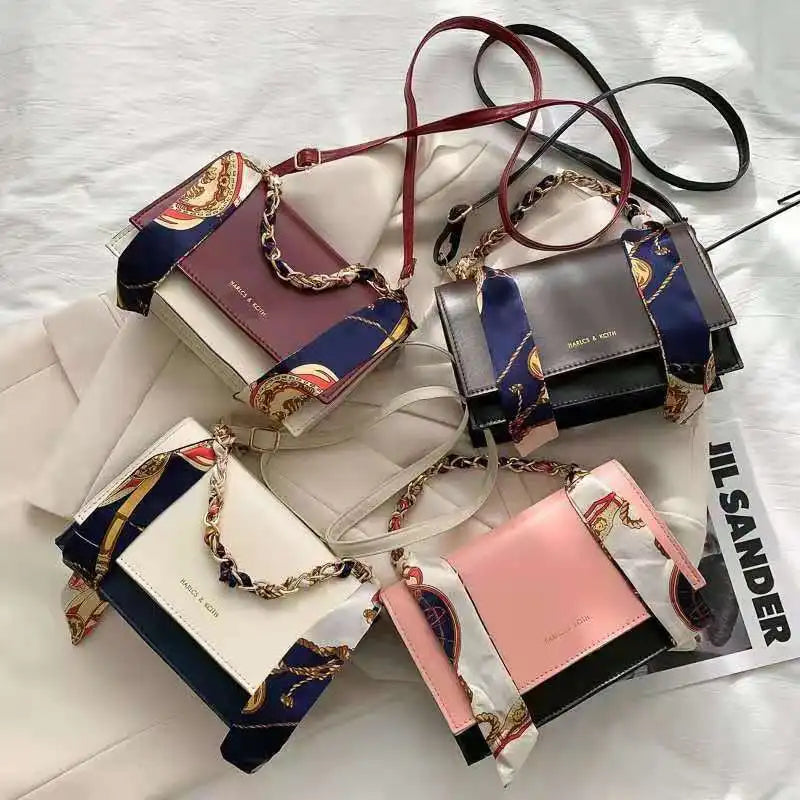 One-Shoulder Messenger Bag with Chain Strap