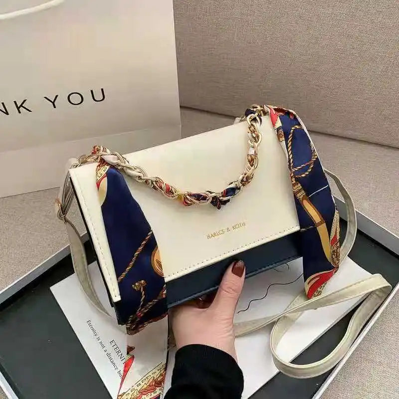 One-Shoulder Messenger Bag with Chain Strap
