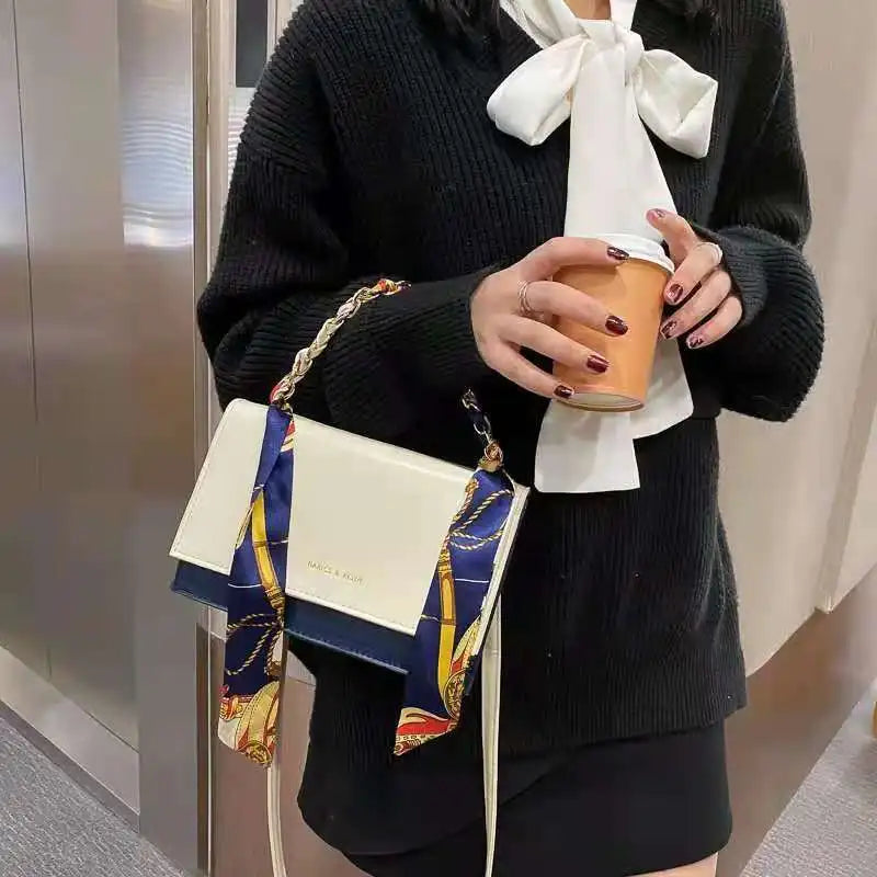 One-Shoulder Messenger Bag with Chain Strap