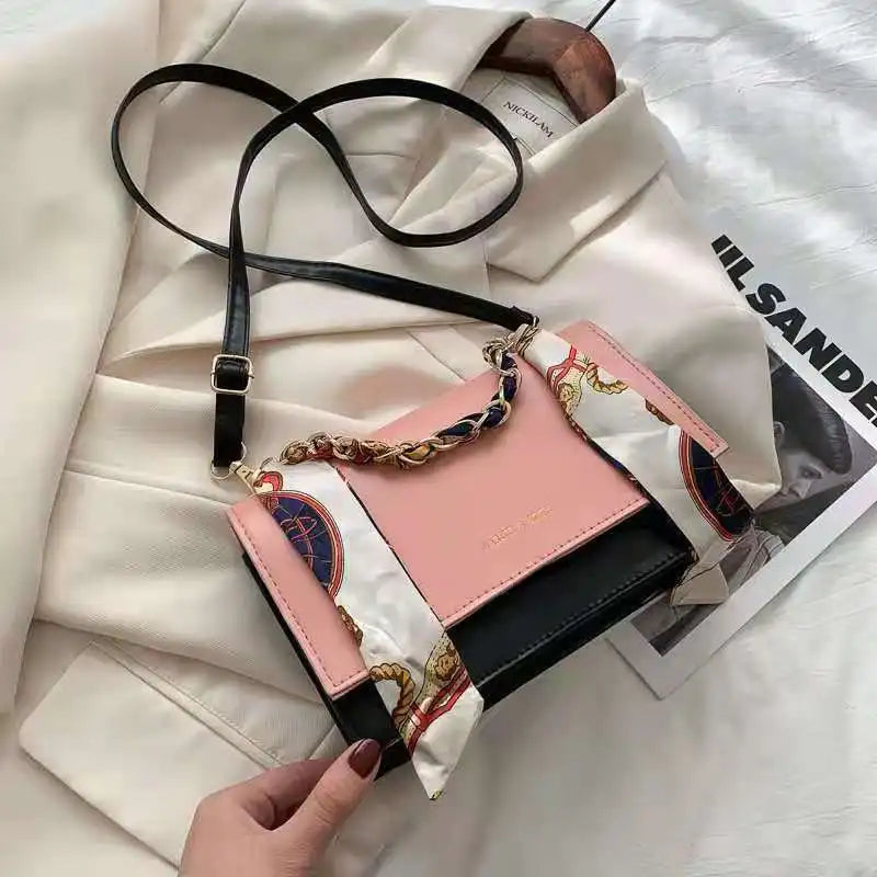 One-Shoulder Messenger Bag with Chain Strap