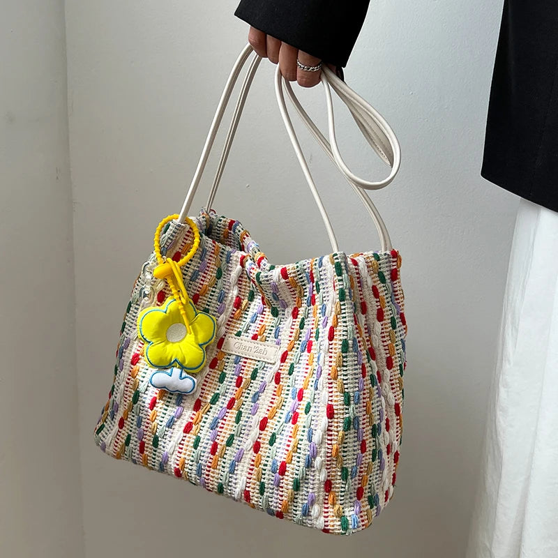 Women's Canvas Shoulder Bag Large Capacity Tote Handbag