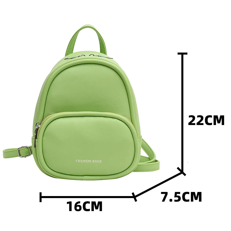 Portable Small PU Leather Casual Backpack Pouch Bag