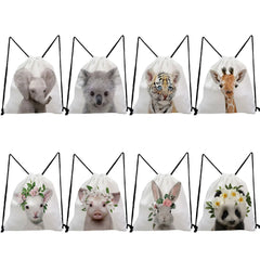 Students Backpack Casual Shoes Bag Drawstring Animal ID Series