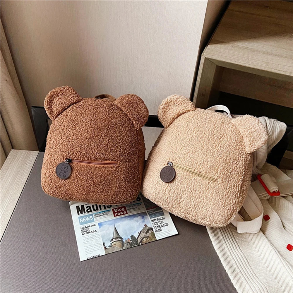 Lamb Fleece Women's Backpack Bear Shaped Shoulder Backpack