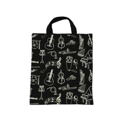 Cotton Linen Music Note Tote Shopping Bag Keyboard Pattern Handbag Music Bag