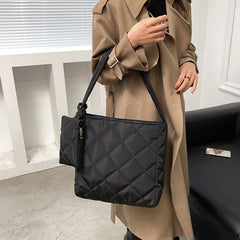 Portable Cotton Padded Handbag with Mini Bag