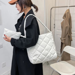 Portable Cotton Padded Handbag with Mini Bag