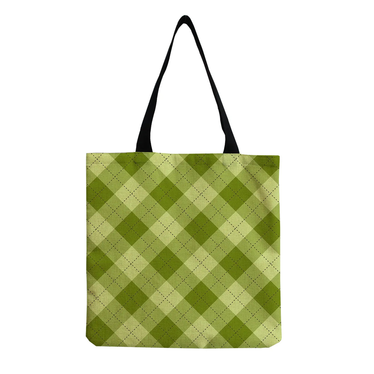 Eco Reusable Shopping Bags Travel Women Shoulder Bag Plaid Print Tote Bag