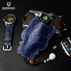 Portable Leather Key Wallet Car Smart Key Holder Retro Housekeeper Key Pocket