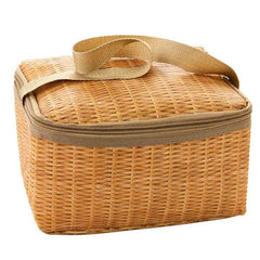 Canvas Rattan Lunchbox Bag for Kids Insulated Thermal Cooler Lunch Box
