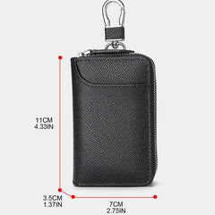 Leather Double Zipper Key Wallet Retro Men Women Car Key Holder Bag