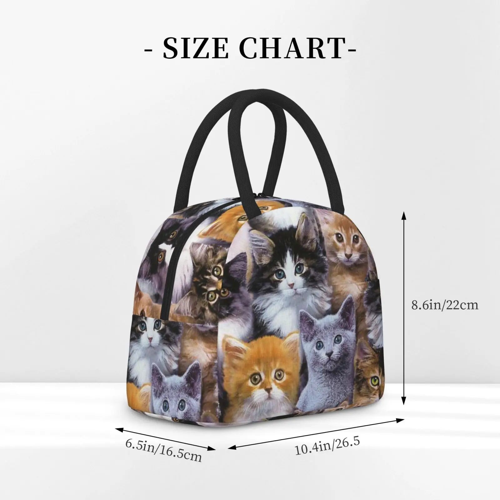 Cat Pattern Insulated Lunch Bag Thermal Bento Handbag