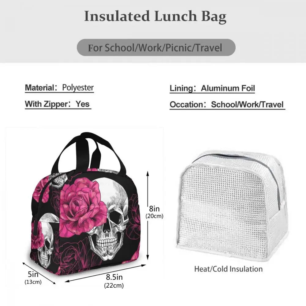 Skulls & Roses Insulated Lunch Bag