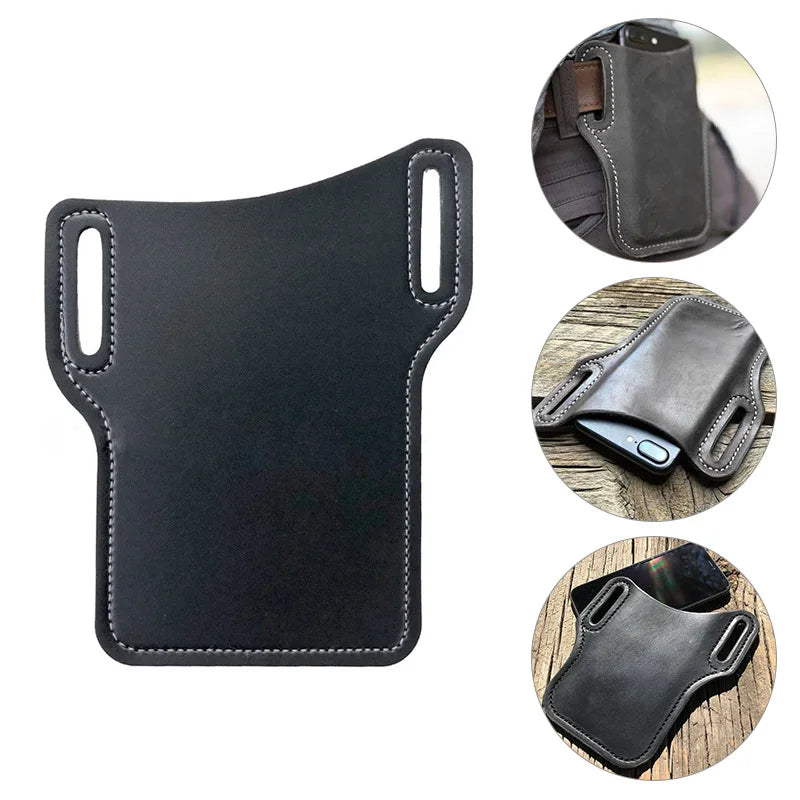 Men Phone Waist Bag Waterproof Leather Cellphone Bag