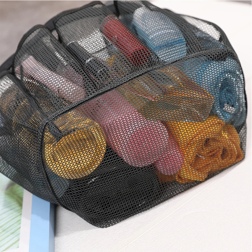 Portable Mesh Storage Bag Transparent Foldable Large Capacity Shoe Bag