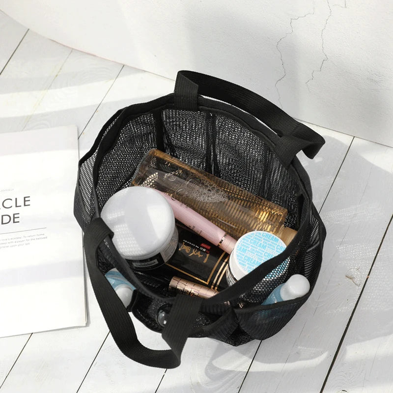 Portable Mesh Tote Bag Shower Caddy Toiletry Organizer Handbag