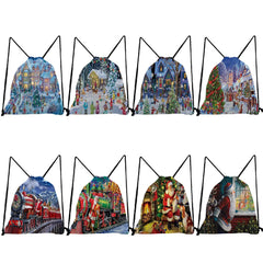 Santa Claus Snowflake Snowman Drawstring Shoes Bag Christmas Gift Bag