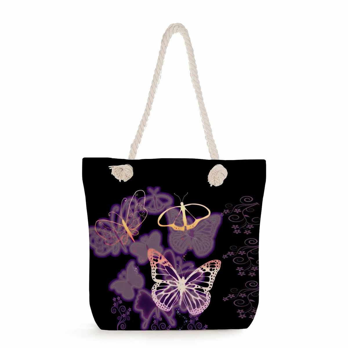 Butterfly Floral Print Handbag Portable Shoulder Bag