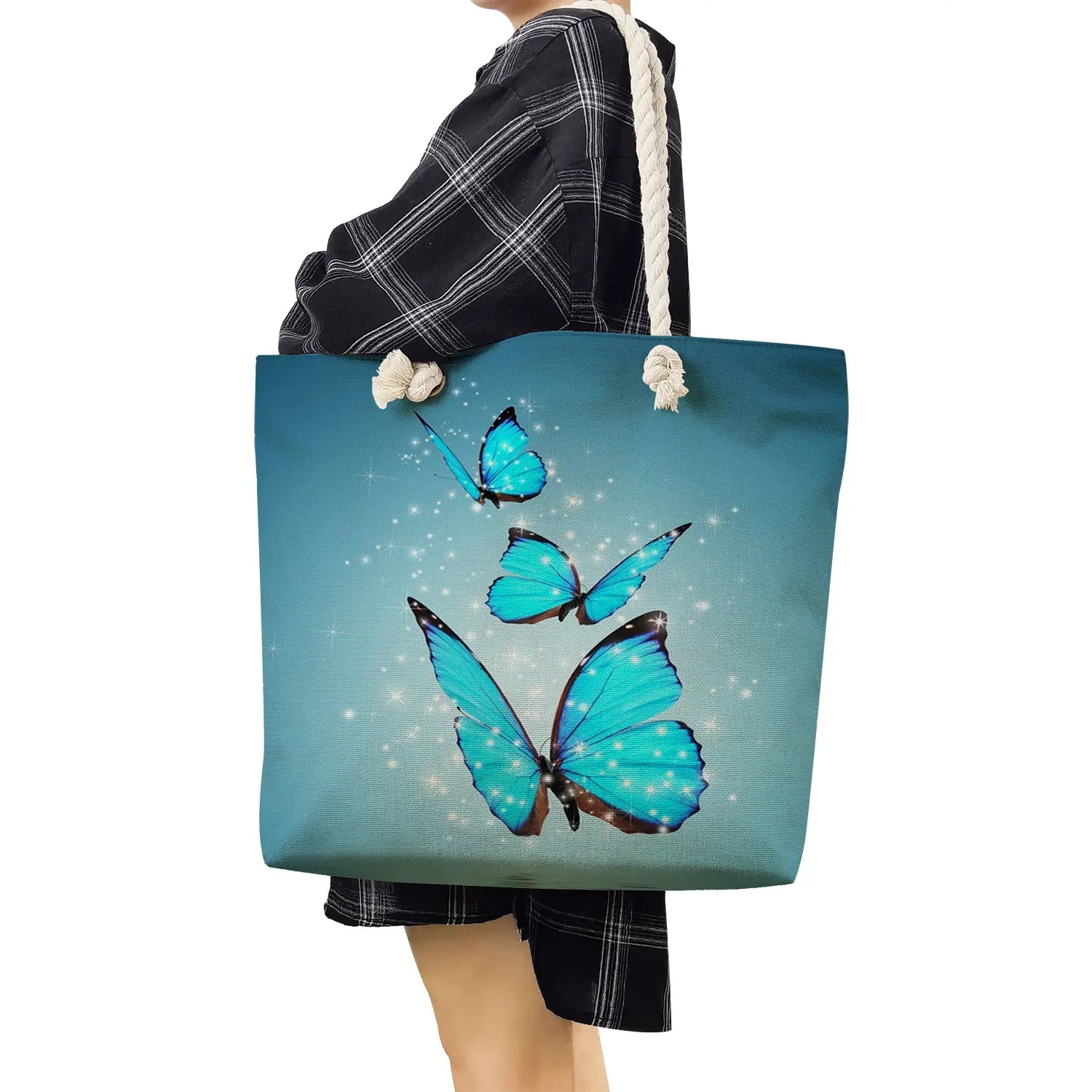 Butterfly Floral Print Handbag Portable Shoulder Bag